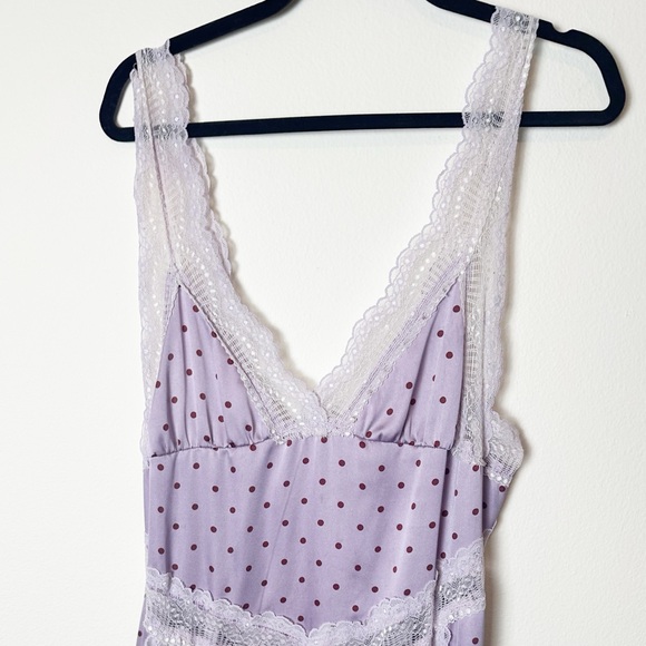 Free People Bad For You Slip Dress Petal Combo Purple Lace Dot Extra Large - Picture 3 of 10
